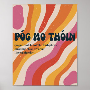 Poster in de stijl van de jaren 70 met Ierse Póg m