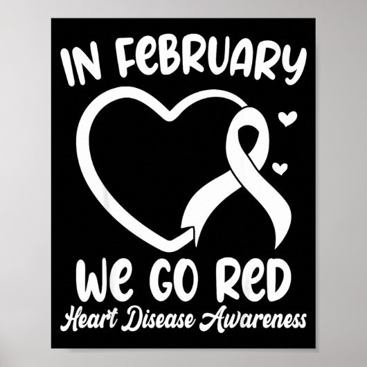 Poster In February We Go Red Heart Disease Awareness Mont (Devant)
