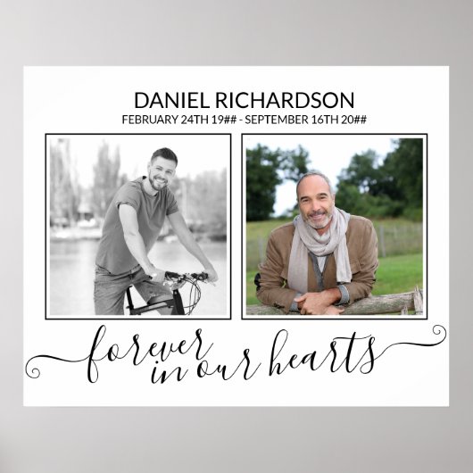 Poster In Love Memory 2 Photo EleganT Script Funeral (Devant)