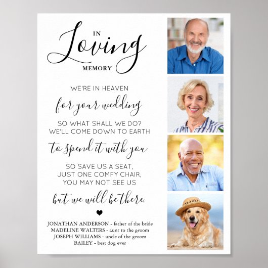 Poster In Love Memory Custom 4 Photo Mariage Memorial (Devant)
