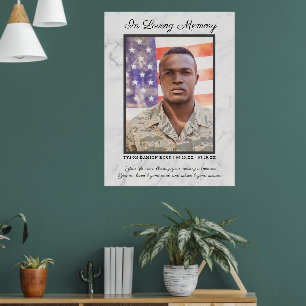 Poster In Love Memory Photo Citation funéraire