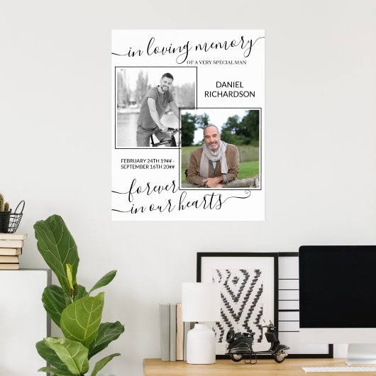 Poster In Love Memory Script 2 Photo Funeral (Bureau à domicile)