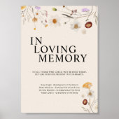 Poster In Loving Memory Boho Wildflower Wedding Sign  (Devant)