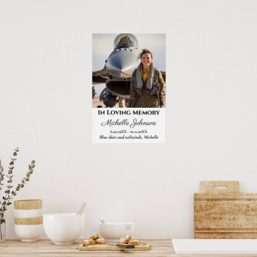 Poster In Loving Memory Memorial Photo Funeral Aviation 