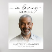 Poster In Loving Memory Photo Modern Script Funeral (Devant)