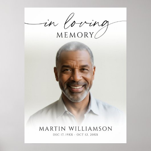 Poster In Loving Memory Photo Modern Script Funeral (Devant)