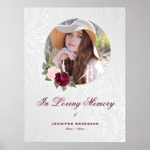 Poster In Loving Memory Red Pink Floral Photo Welcome