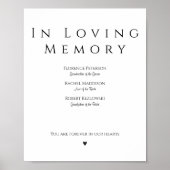 Poster In Loving Memory Simple Wedding Memorial Sign (Devant)