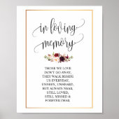 Poster In loving memory Wedding Memorial Table Sign v4 (Devant)