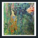 Poster In Monet's Hanging Gardens - collage art<br><div class="desc">I like to turn Monet images sideways to present them as different garden settings, in this case for a Fragonard lady in a swing and a Klimt lady wearing a flowery garment.</div>