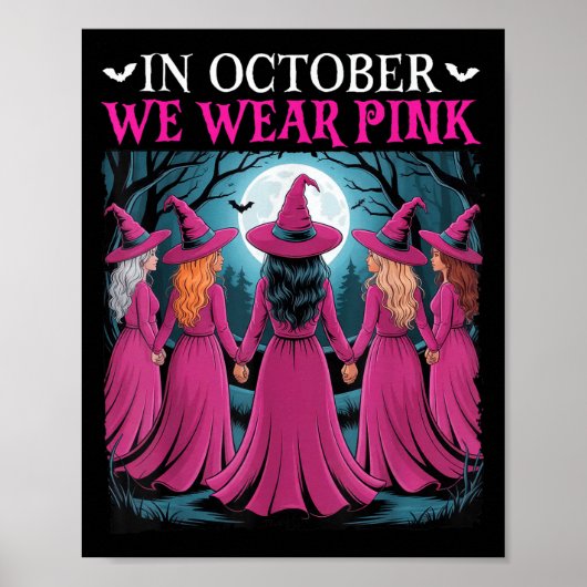 Poster In October We Wear Nk Witch Halloween Breast Cance (Devant)