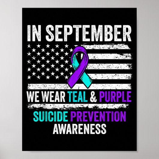 Poster In September Wear Teal Purple Suicide Prevention A (Devant)
