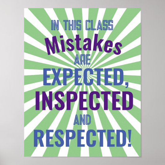 Poster In this class, Mistakes are Expected, Inspected (Devant)