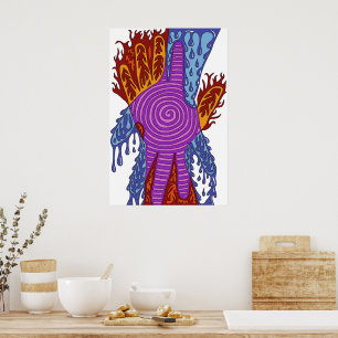 Poster Incendie Abstrait et choc de l'eau