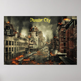 Poster Incendie de la ville en catastrophe
