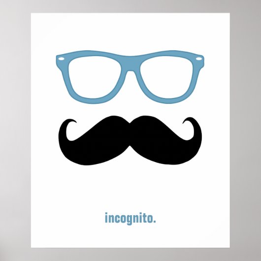 Poster incognito - drôle de moustache et lunettes de sole (Devant)