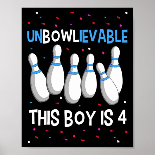 Poster Incombable Ce Garçon Est 4 Anniversaire Fête Bowli (Devant)