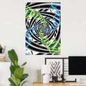 Poster Incomplet | Art fractal bleu et vert (Bureau à domicile)