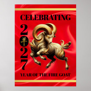 Poster Incroyable année chinoise du feu Chèvre Rouge 2027