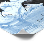 Poster Incroyable Orques d'aquarelle noire et blanche (Coin)