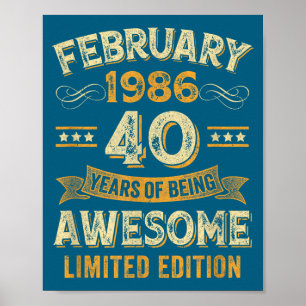 Poster Incroyable Vintage Février 1986 40e Anniversaire 