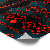 Poster Indépendant : Vert foncé et Motif fractal orange (Coin)