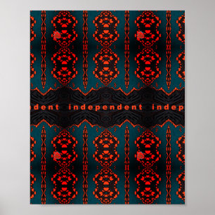 Poster Indépendant : Vert foncé et Motif fractal orange