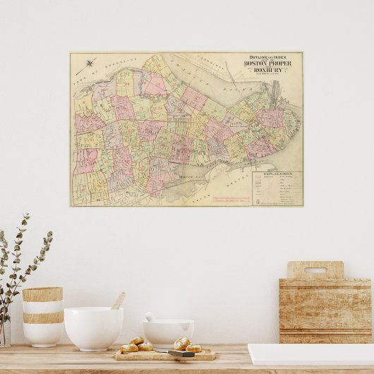 Poster Index Map of Boston (Cuisine)