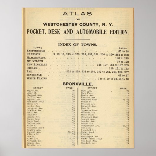 Poster Index Towns, Bronxville (Devant)