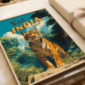 Poster India Tiger Vintage Travel