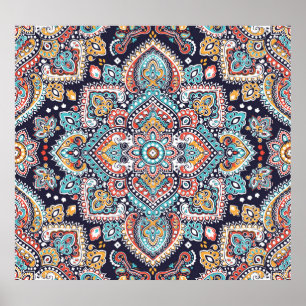 Poster Indian Paisley : Motif ethnique mandala