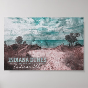 POSTER INDIANA DUNES COULEUR D'EAU - INDIANA ÉTATS-UNIS
