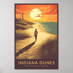 Poster Indiana Dunes National Park Travel Art Vintage