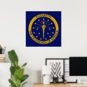 Poster Indiana L'État Hoosier Drapeau Personnalisé (Bureau à domicile)