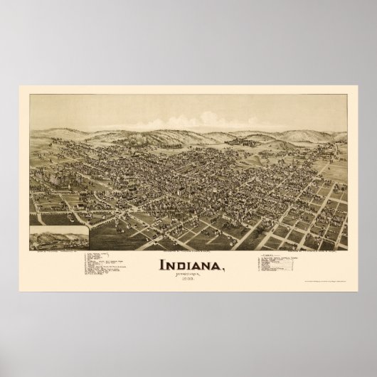 Poster Indiana, PA Carte panoramique - 1900 (Devant)