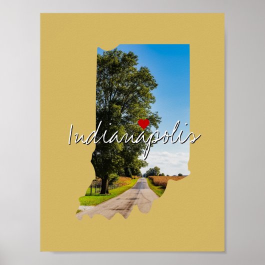 Poster Indiana State Photo insert and town name (Devant)
