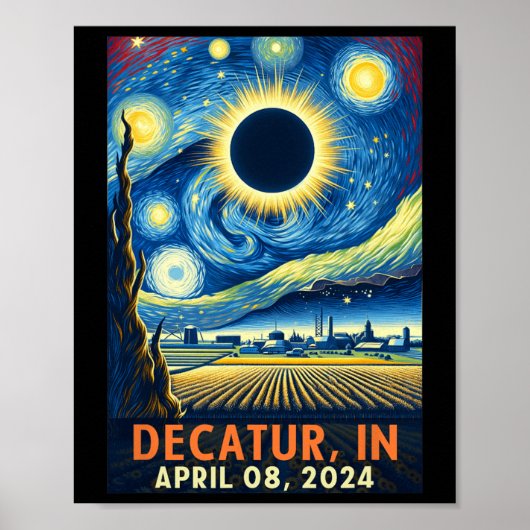 Poster Indiana Total Solar Eclipse 2024 Nuit étoilée (Devant)