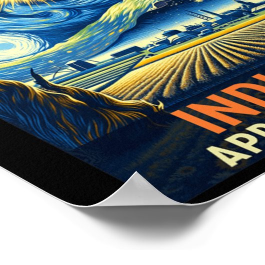 Poster Indiana Total Solar Eclipse 2024 Starry Night Van (Coin)