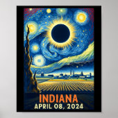 Poster Indiana Total Solar Eclipse 2024 Starry Night Van (Devant)