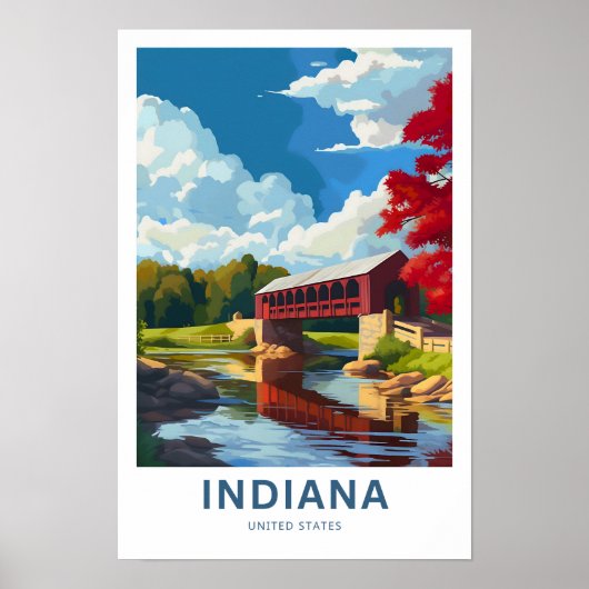 Poster Indiana United States Travel Print (Devant)
