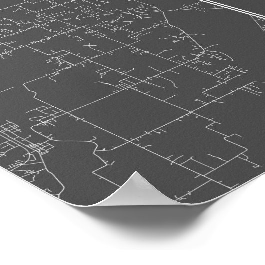 Poster Indianapolis, Indiana (blanc sur noir) (Coin)