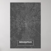 Poster Indianapolis, Indiana (blanc sur noir) (Devant)
