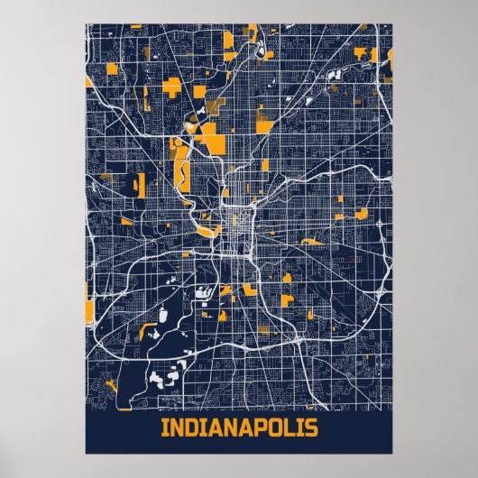 Poster Indianapolis - Indiana Bluefresh City Map (Devant)