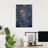Poster Indianapolis - Indiana Bluefresh City Map (Bureau à domicile)