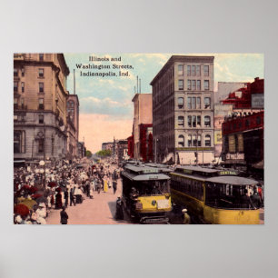 Poster Indianapolis, Indiana Downtown View