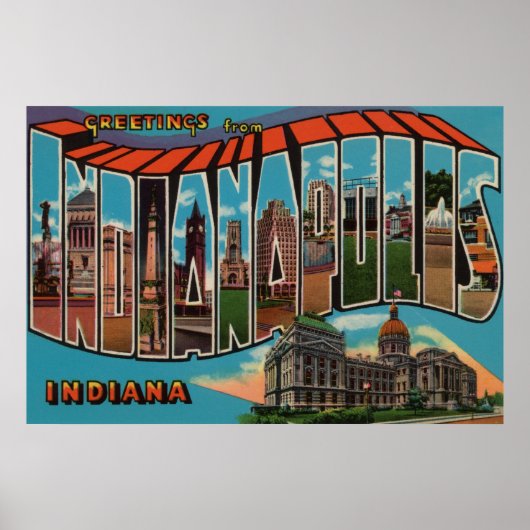 Poster Indianapolis, Indiana (Immeuble Capitale) (Devant)