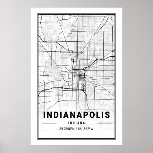 Poster Indianapolis Indiana USA Cities Travel City Map (Devant)