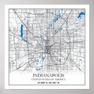 Poster Indianapolis Indiana USA Travel City Map