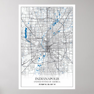 Poster Indianapolis Indiana USA Travel City Map