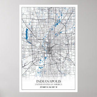 Poster Indianapolis Indiana USA Travel City Map